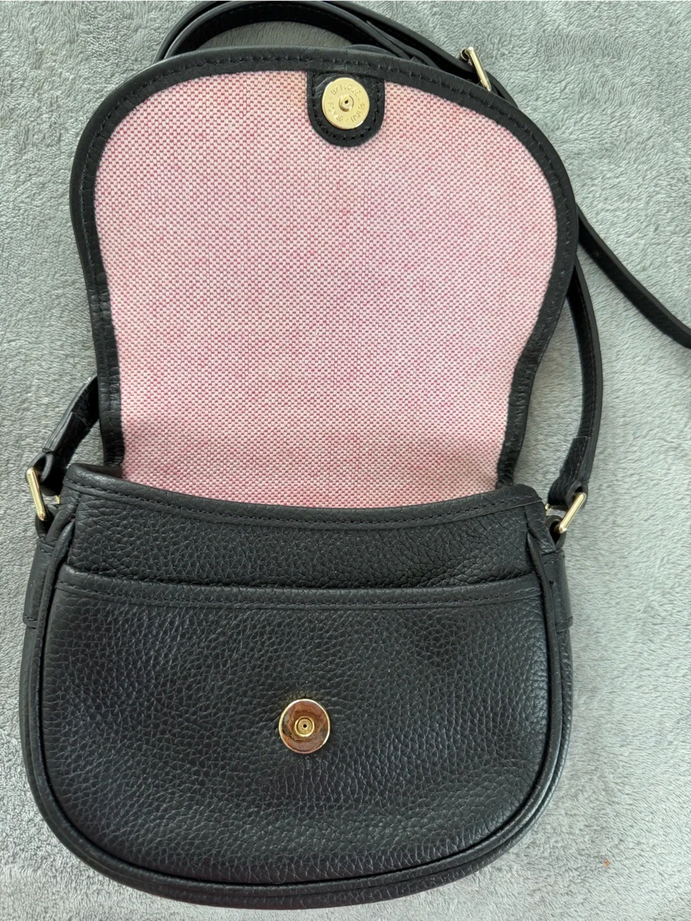 Dooney & Bourke Black Pebbled Leather Mini Crossbody with Gold Plaque